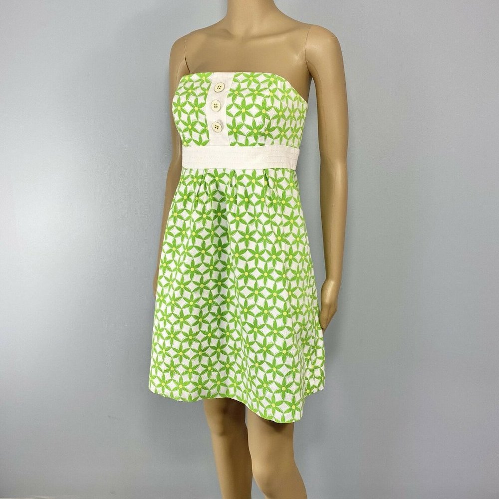 Lilly Pulitzer Strapless Dress Sundress Daisy Logo